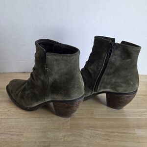 Born Olive Green Suede Ankle Booties Size 8